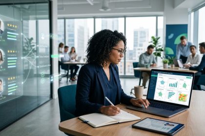 assessment: reclutadora analizando perfiles y viendo gráficos