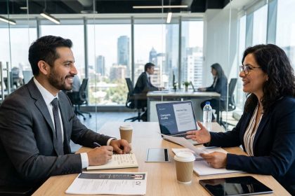 Profesional preparándose con una coach para una entrevista en un proceso de recolocación laboral.