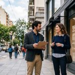 Profesionales realizando una visita a un punto de venta y analizando oportunidades comerciales, representando la externalización estratégica de Trade Marketing para optimizar la ejecución y la presencia de marca