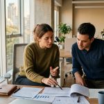 Profesionales analizando informes y métricas comerciales en una oficina corporativa, representando el proceso de evaluación y selección de un partner de Trade Marketing alineado con los objetivos del negocio.