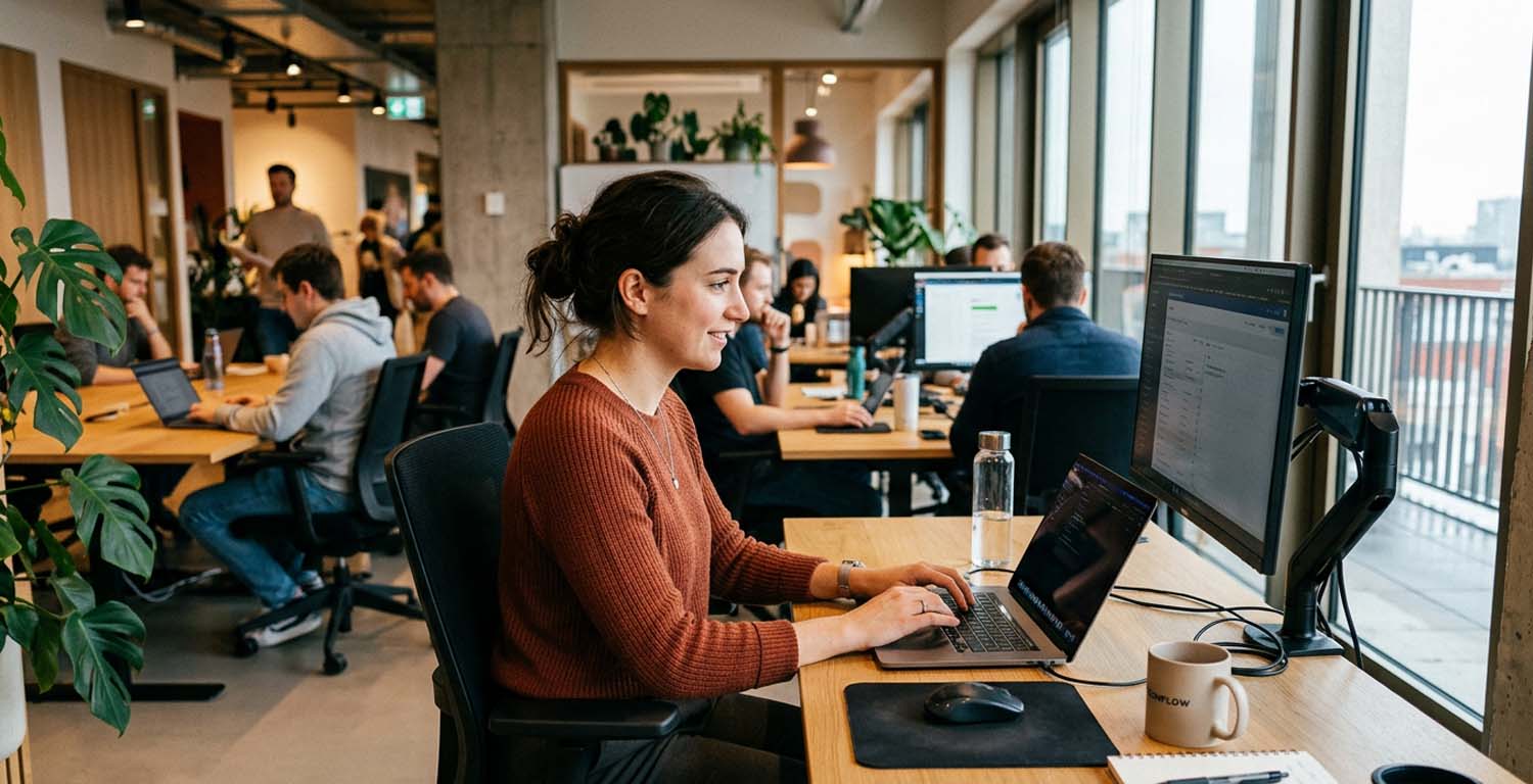 Profesional de RRHH utilizando tecnología e inteligencia artificial para optimizar procesos de reclutamiento en Argentina.